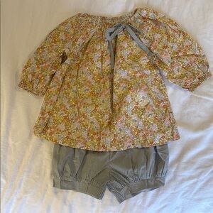 Toddler Floral top with Gingham Shorts